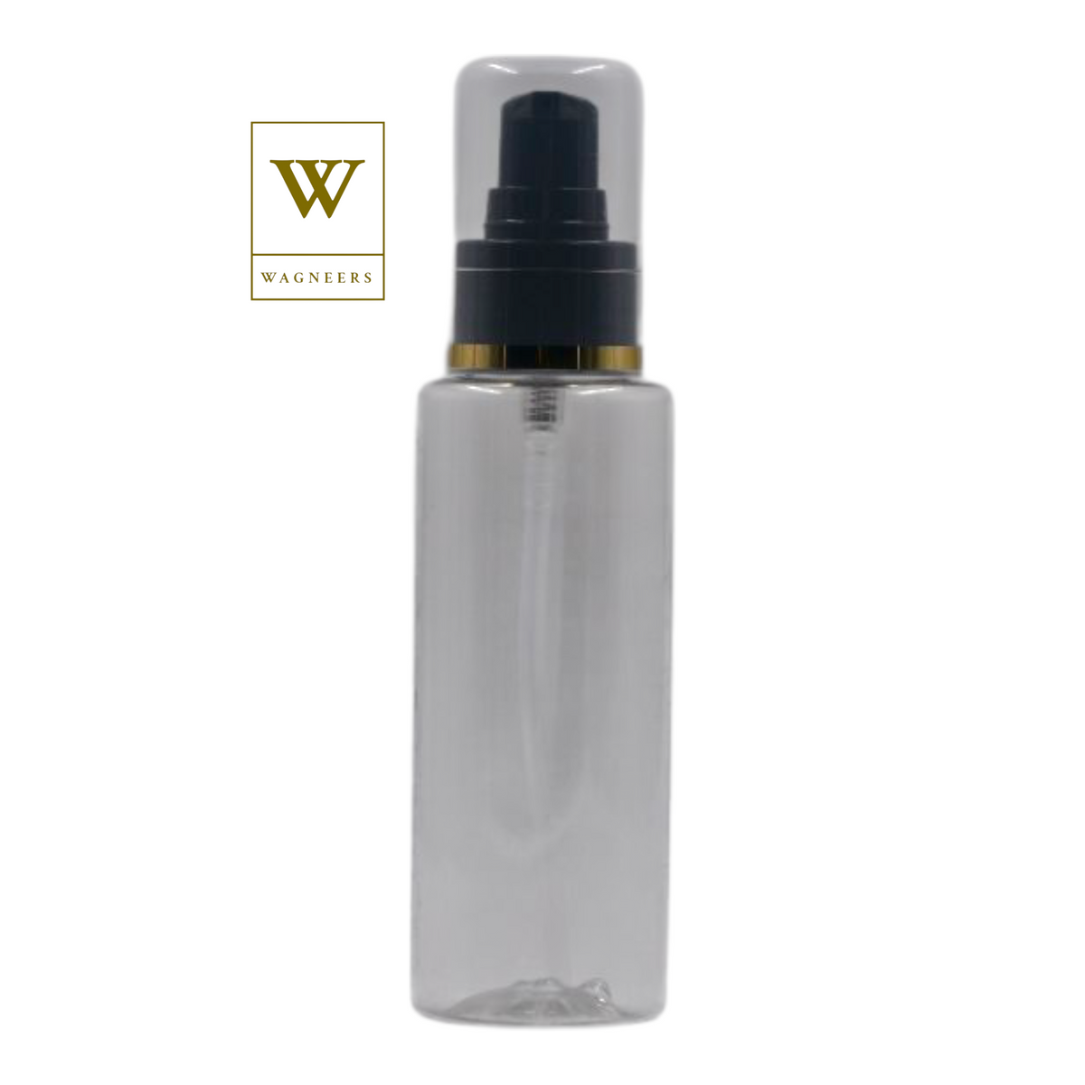 Clear Plastic Packaging Bottle/Gold Ring Black Serum Pump [100pc]