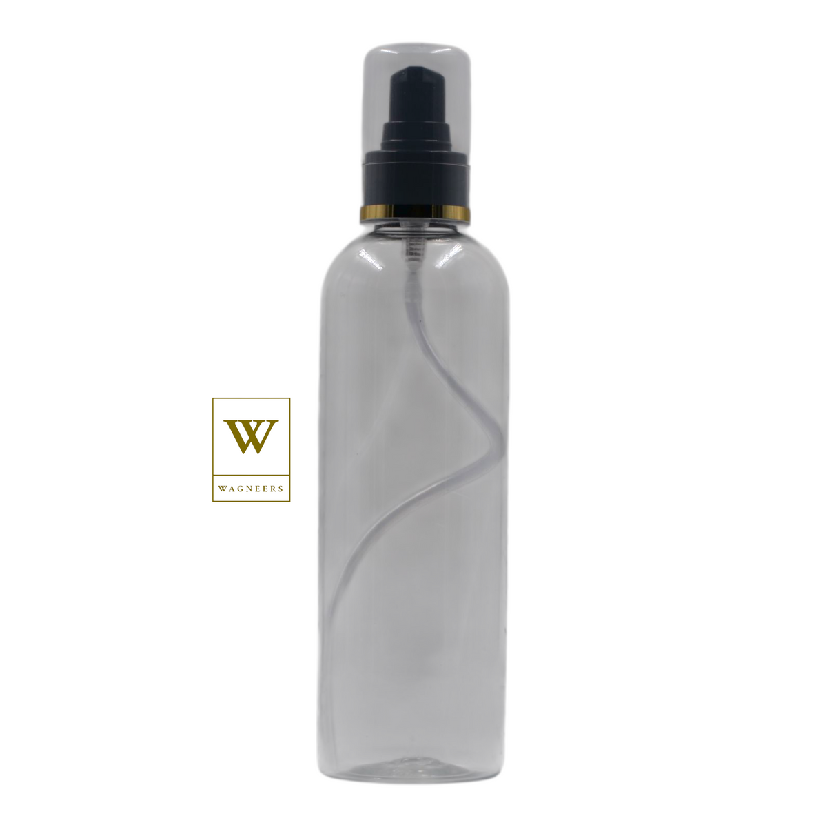 Clear Plastic Packaging Bottle/Gold Ring Black Serum Pump [100pc]