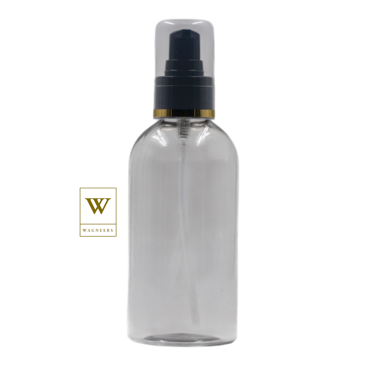 Clear Plastic Packaging Bottle/Gold Ring Black Serum Pump [100pc]