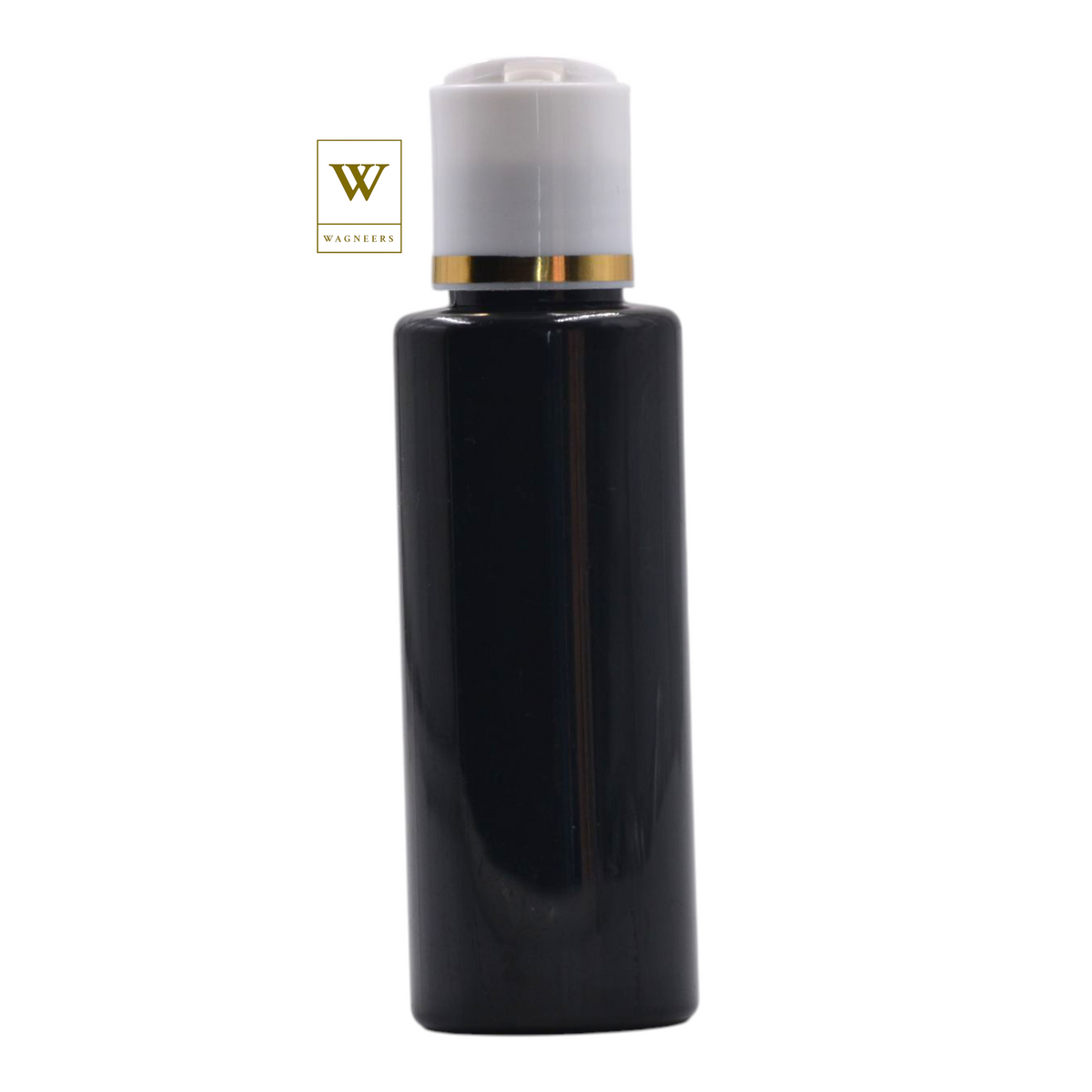 Black Packaging Bottle/White & Gold Ring Disc Top[100pc]