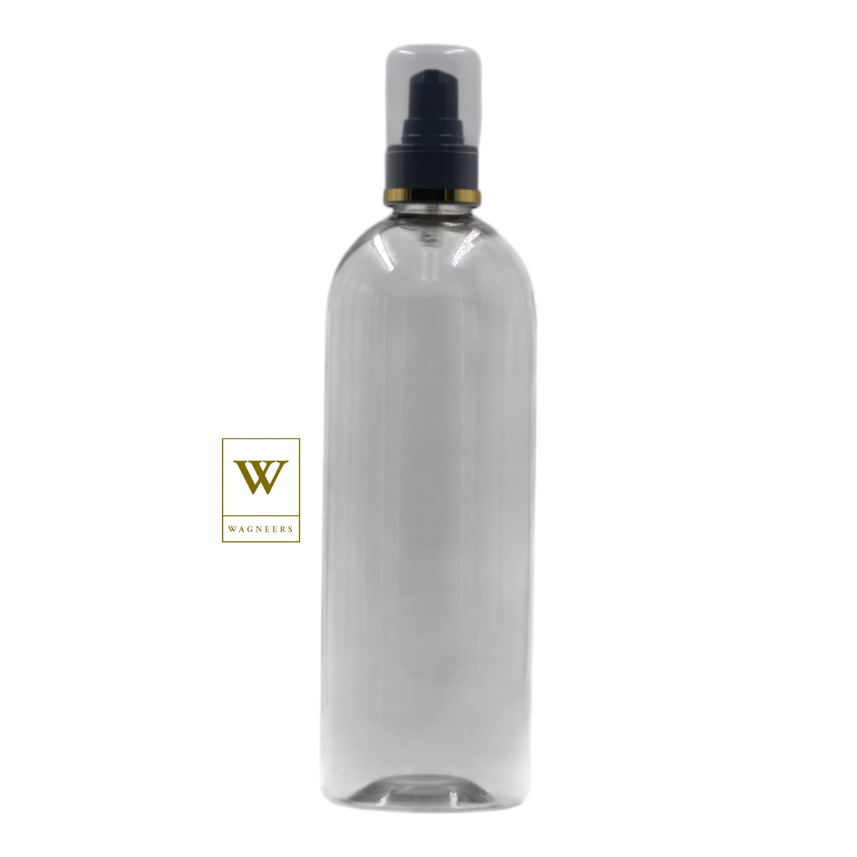 Clear Plastic Packaging Bottle/Gold Ring Black Serum Pump [100pc]