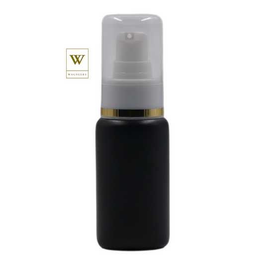 Black Plastic Packaging Bottle/White Serum Pump(Gold Ring)[100pc]