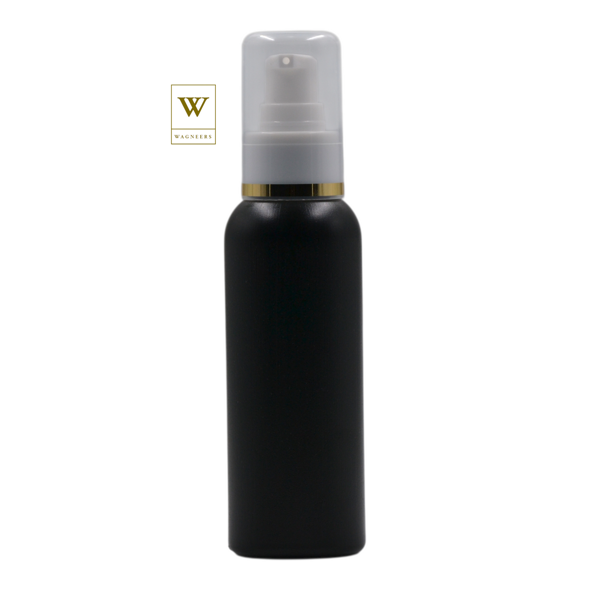 Black Plastic Packaging Bottle/White Serum Pump(Gold Ring)[100pc]