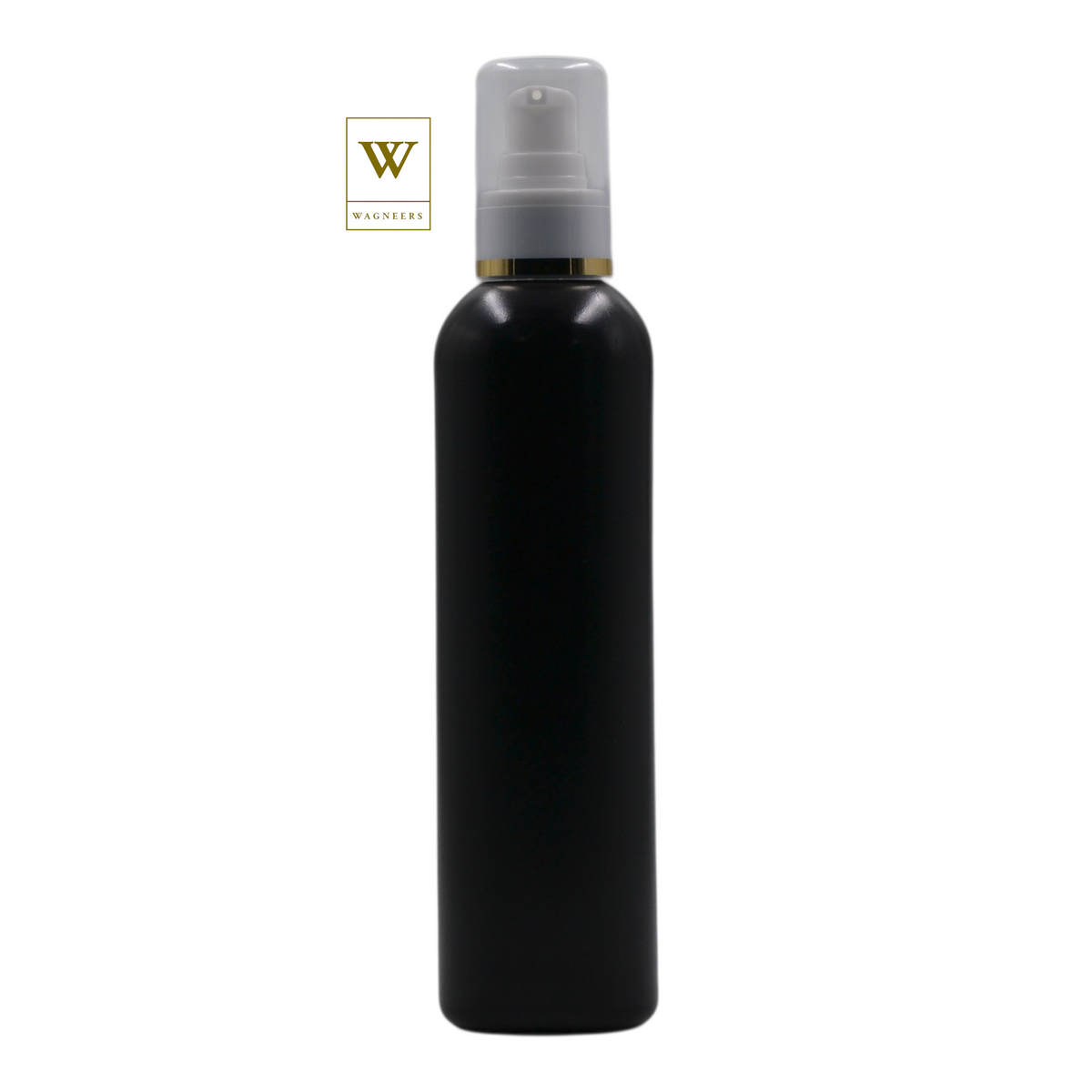Black Plastic Packaging Bottle/White Serum Pump(Gold Ring)[100pc]