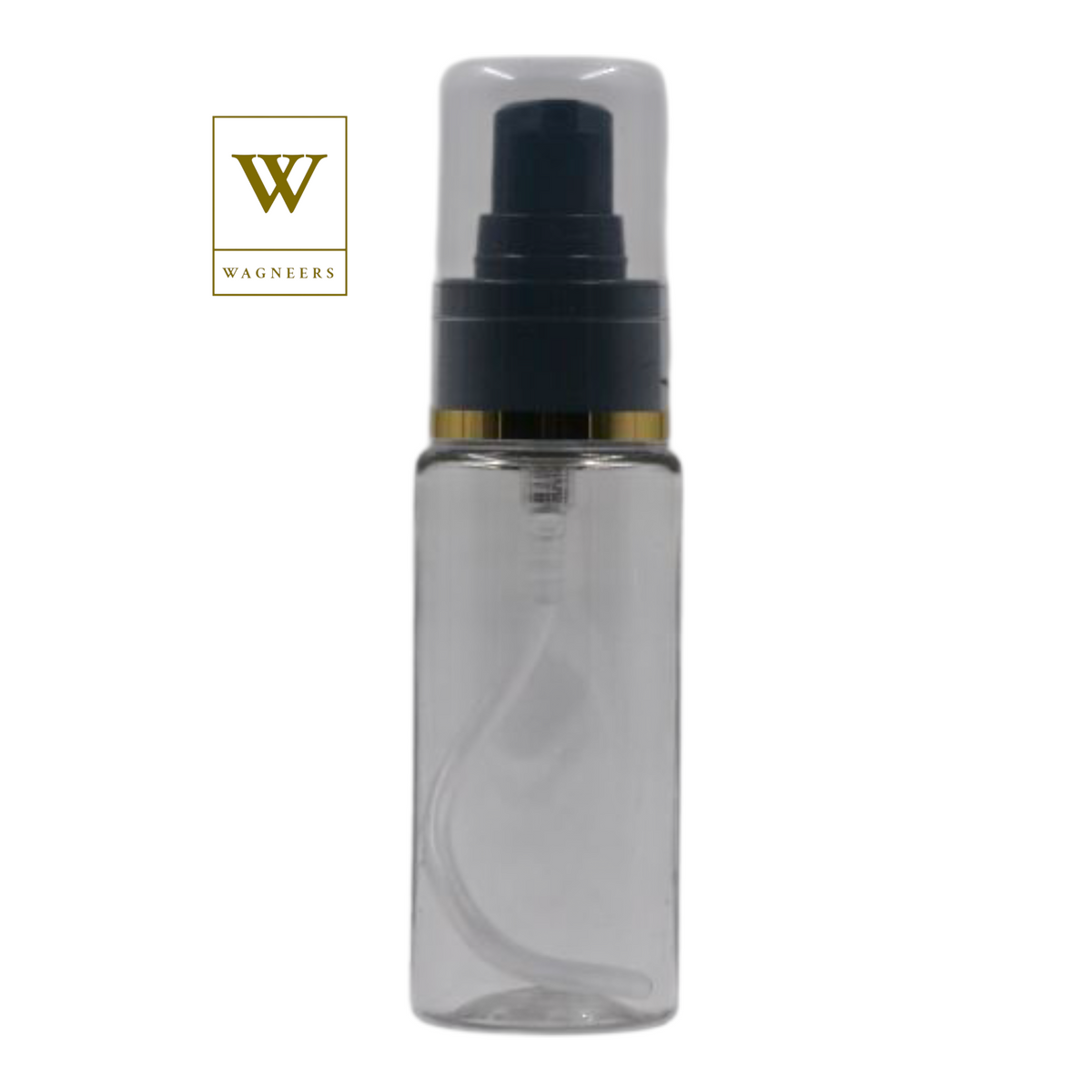 Clear Plastic Packaging Bottle/Gold Ring Black Serum Pump [100pc]