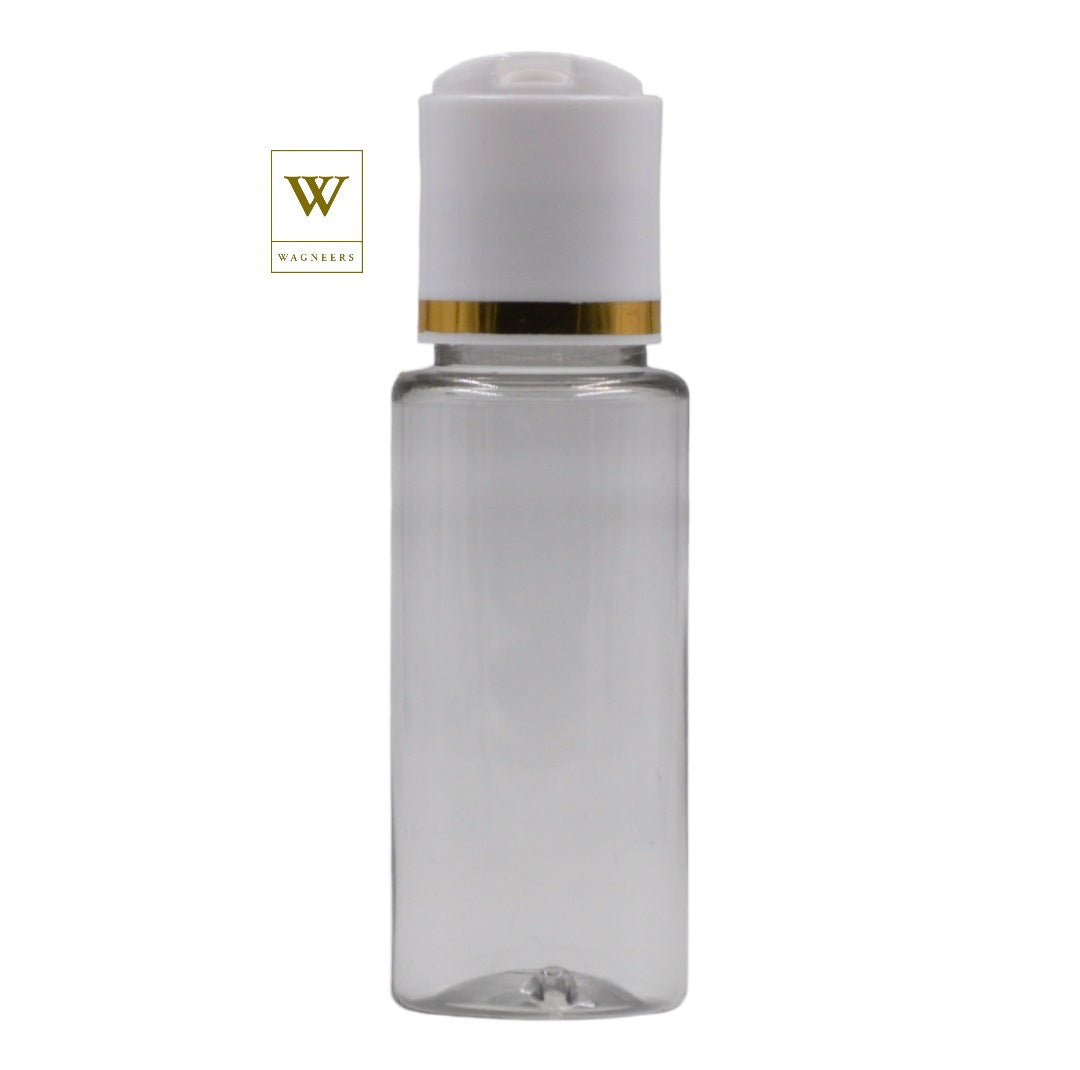 Clear Packaging Bottle /White & Gold Ring Disc Top[100pc]