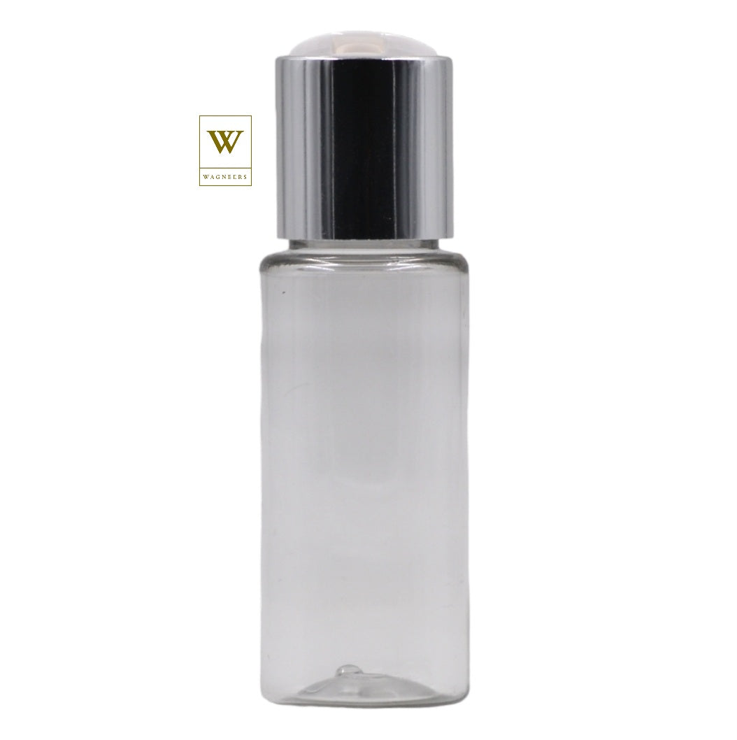 Clear Packaging Bottle/White & Chrome Disc Top[100pc]
